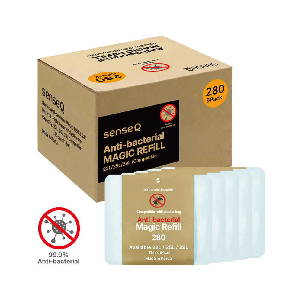 Magic Refill Bag 280 Diaper Pail Refills Bag with Odor Control Compatible with Pet Waste, Adult & Baby Diaper Pail l Features Continuous Bag Refill (Bacteria reduction Effect)