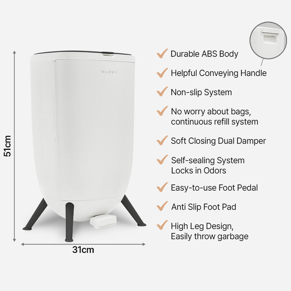 SENSE PICK ALLEKI PLUS Triple Odor Block Trash Can, Diaper Pail, Baby Adult Diaper Pet Waste Disposal Trash Bin.