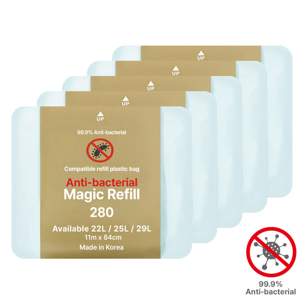 Magic Refill Bag 280 Diaper Pail Refills Bag with Odor Control Compatible with Pet Waste, Adult & Baby Diaper Pail l Features Continuous Bag Refill (Bacteria reduction Effect)