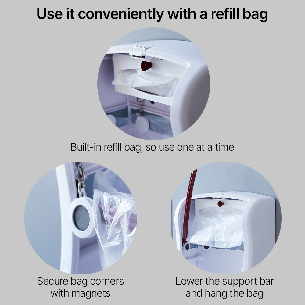Hanging Trash Can, Sliding Lid, Air Mini for Household Wall-mounted Garbage bin 3L Included 30Pcs Refill Bag.