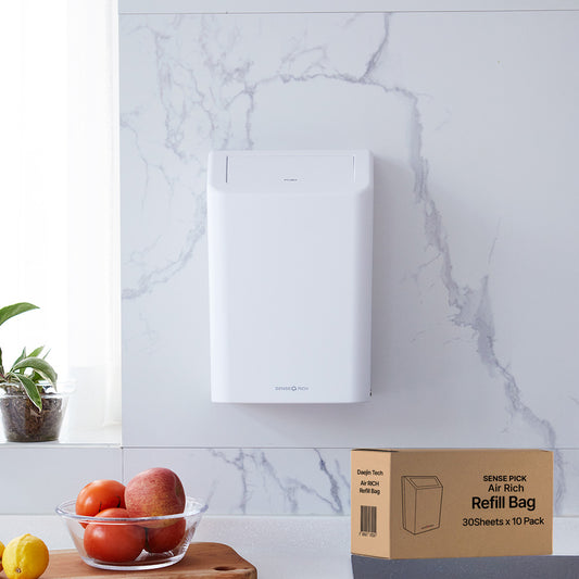 SENSE PICK Air Rich Household Hanging or Standing Plastic Compost Bin for Wall-mounted Garbage bin 6L Included 30Pcs Refill Bag