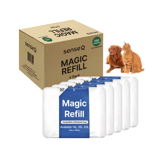 Magic Refill Bag 250, Diaper Pail Refills Bag with Odor Control, Compatible with Pet Waste, Adult & Baby Diaper Pail , Features Continuous Bag Refill.