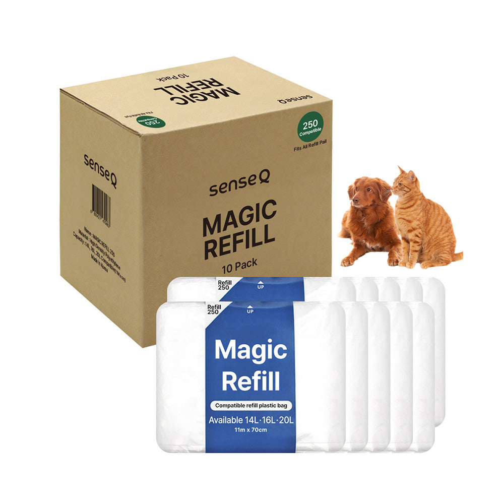 Magic Refill Bag 250, Diaper Pail Refills Bag with Odor Control, Compatible with Pet Waste, Adult & Baby Diaper Pail , Features Continuous Bag Refill.