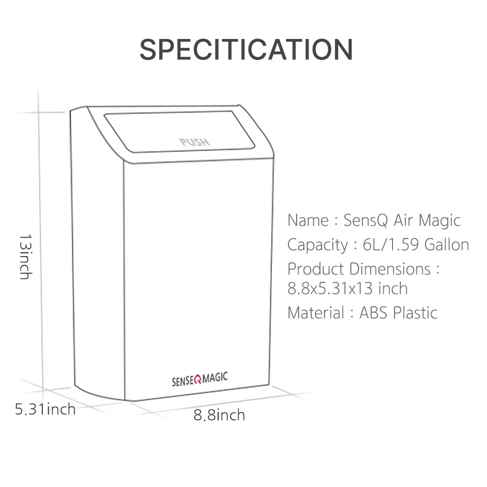 SENSE PICK Air Magic Household Wall-mounted Garbage bin 6L Included Magic Refill Bag (S220) ABS Material.